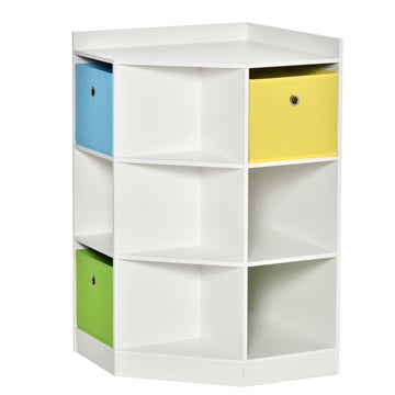 Opbergkast voor kinderen met 3 vilten lades | Kleur: Wit | Afmetingen: 57,4x57,4x94 cm
