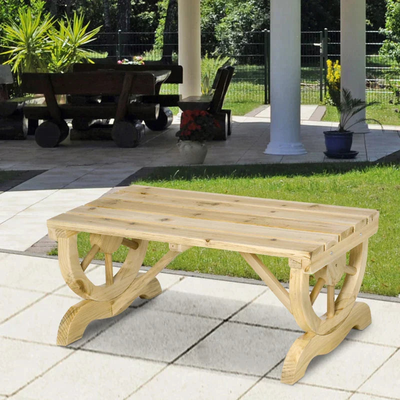 Gartenbank aus Holz ohne Rückenlehne - Rustikal | Farbe: Natur | Maße: 98x50x39,5 cm