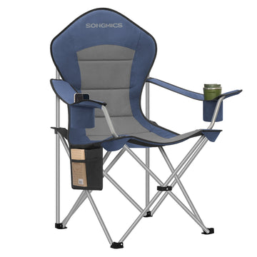 Campingstoel met hoge rugleuning en brede zitting | Blauw-grijs | 93x61x108 cm