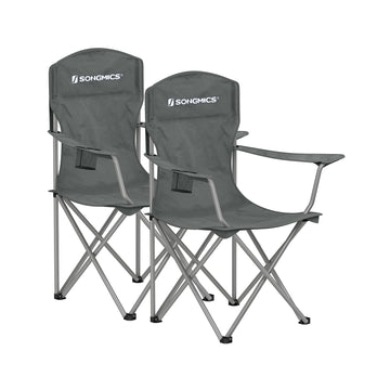 Set van 2 klapstoelen met stevige structuur | Leigrijs | 86x54x97 cm