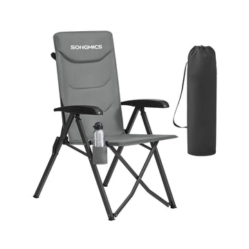 Vouwbare campingstoel met verstelbare rugleuning | Grijs | 60x70x110 cm