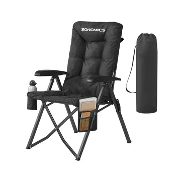 Opvouwbare campingstoel verstelbare rugleuning 95 tot 150 graden | Zwart | 59,5x70x110 cm