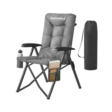 Opvouwbare campingstoel met verstelbare rugleuning 95°-150° | Grijs | 59,5x70x110 cm