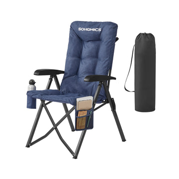 Opvouwbare campingstoel met verstelbare rugleuning | Blauw | 59,5x70x110 cm