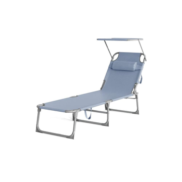Opvouwbare ligstoel blauw – stalen frame – synthetische vezel – compact, 71 x 200 x 38 cm