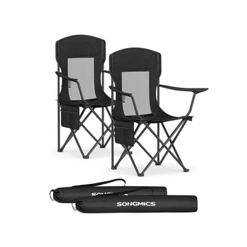 Campingstoelen 2-delige set met verstelbare armleuningen | Inktzwart | 86,5x51,5x97 cm
