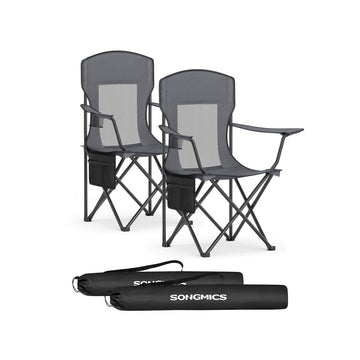 Campingstoel 2-delige set met verstelbare armleuningen | Schiefergrijs | 86,5x51,5x97 cm