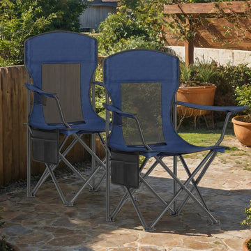 Campingstoel 2-delige set, inklapbare outdoor- en visstoel | Blauw | 86,5x51,5x97 cm