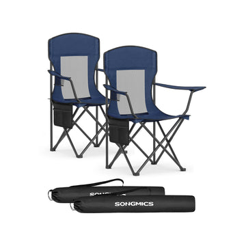 2-delige campingstoelenset met verstelbare armleuningen | Havenblauw | 86,5x51,5x97 cm