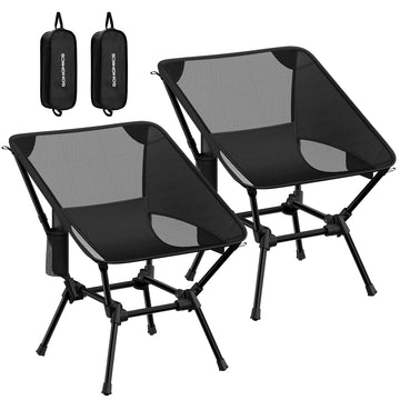 Camping- en strandstoel 2-delige set inklapbaar hoogteverstelbaar 150 kg | Zwart | 56x48x69 cm