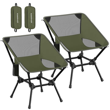Campingstoelen 2-delige set opvouwbaar hoogteverstelbaar 150 kg | Groen | 56x48x69 cm