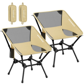 Campingstoelen 2-delige set klapbaar hoogteverstelbaar 150 kg | Bruin | 56x48x69 cm