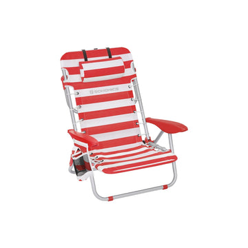Aluminium campingstoel rood-wit - opvouwbaar, lichtgewicht - Oxforddoek - 68 x 63 x 75 cm