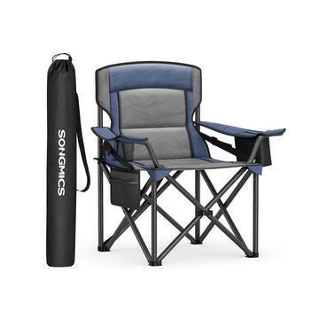 Campingstoel met bekerhouder en schuimrubberen bekleding | Havenblauw | 95x63x99,5 cm