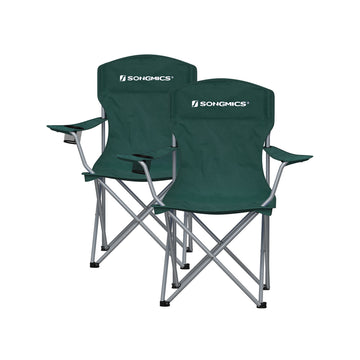 Campingstoel 2-delige set met bekerhouder | Donkergroen | 86x54x97 cm