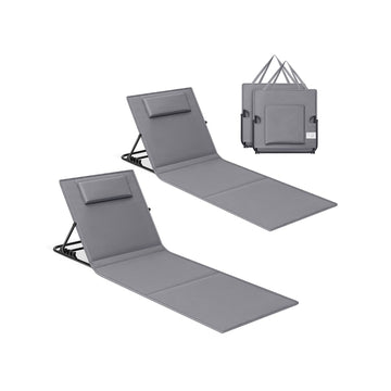 Strandligbedset - inklapbare ligstoelen - verzinkt staal - Oxforddoek - 158 x 55 cm - leigrijs