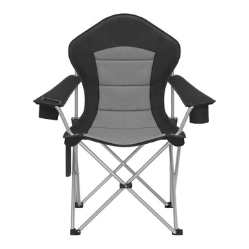 Opvouwbare outdoorstoel met brede zitting en hoge rugleuning | Zwart-grijs | 93x61x108 cm