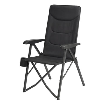 Opvouwbare campingstoel met verstelbare rugleuning en bekerhouder | Zwart | 60x70x110 cm