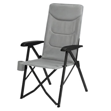 Verstelbare outdoor klapstoel voor volwassenen met bekerhouder | Grijs | 60x70x110 cm
