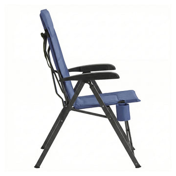Campingstoel met verstelbare rugleuning 95°-150° en bekerhouder | Blauw | 60x70x110 cm