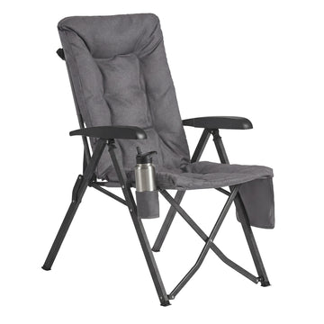Verstelbare campingstoel met rugleuning 95°-150° en 6 cm vulling | Grijs | 59,5x70x110 cm