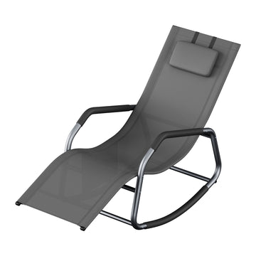 Relaxligstoel met verstelbare hoofdsteun en stalen frame | Donkergrijs | 56,2x151x97,3 cm