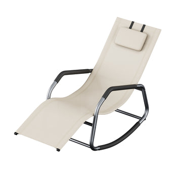 Schommelligstoel met verstelbare hoofdsteun en stalen frame | Beige | 56,2x151x97,3 cm