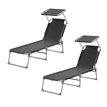 Opvouwbare ligbedden 2-delige set tot 110 kg | Zwart | 189x53x28,5 cm