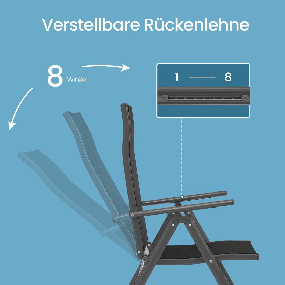 2-delige tuinstoelenset - inklapbare stoelen - 150 kg - aluminium frame