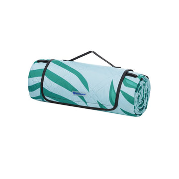 Waterdichte campingdeken - picknickdeken - blauw met tropische varen - 42 x 17 x 17 cm