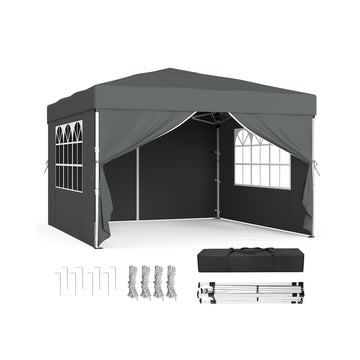 Vouwpaviljoen 3 x 3 m met 4 zijwanden | Donkergrijs | 300x300x260 cm