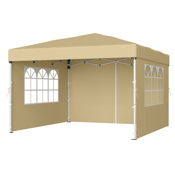 Vouwpaviljoen 3 x 3 m met zijwanden | Beige | 300x300x260 cm