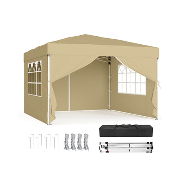 Opvouwbaar paviljoen 3 x 3 m met 4 zijwanden | Beige | 300x300x260 cm