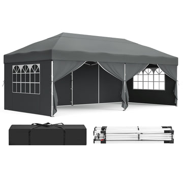 Vouwpaviljoen 3 x 6 m voor tuin en feesten met 6 zijwanden | Donkergrijs | 600x300x260 cm