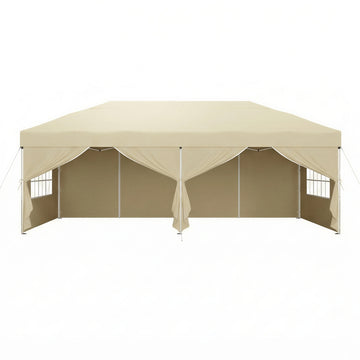 Vouwpaviljoen 6 x 3 m met zijwanden | Beige | 600x300x264 cm