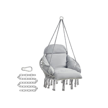 Hangstoel met dik kussen - 113 x 57 x 76 cm - grijs, staal/polyester/katoen