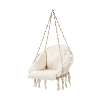 Hangstoel met kussen – katoen/metaal – beige – voor binnen en buiten
