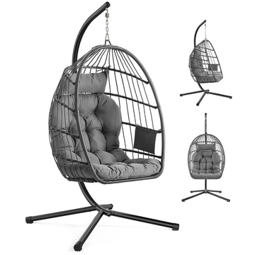 Hangstoel met frame voor comfortabel zitten | Grijs | 103x98x195 cm