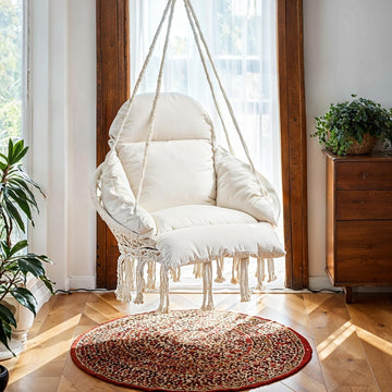 Hangstoel met kussen, tot 120 kg belastbaar | Beige | 80x80x133 cm