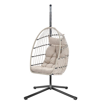Schommelstoel met standaard, inklapbare en hoogteverstelbare hangstoel | Wit | 103x98x195 cm
