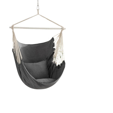 Hangstoel - Schommelstoel - Hangzitje - Grijs met 2 kussens, 150 x 128 cm