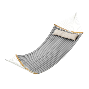 Dubbele hangmat met kussen voor buiten en camping | Grijs-beige
