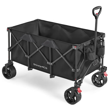 Opvouwbare bolderkar handwagen tuinwagen 200 liter | Inktzwart | 100x52x98 cm