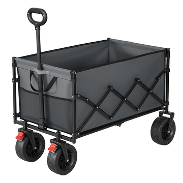 Opvouwbare bolderkar 200 l transportwagen met handgreep | Grijs | 91x55x98 cm