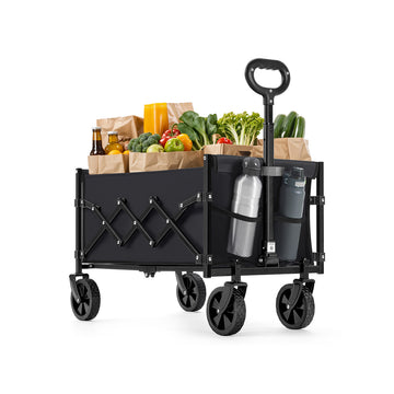 Opvouwbare bolderkar tot 150 kg | Inktzwart | 67x42x90,5 cm