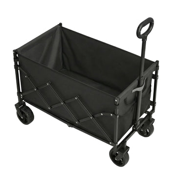 Opvouwbare bolderkar met handgreep, 4 versterkte wielen | Zwart | 79,5x49,5x90,5 cm
