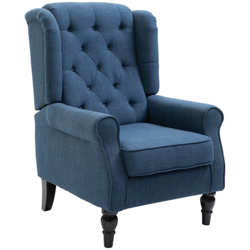 Elegante vleugelstoel - Blauwe fauteuil | Kleur: Blauw | Afmetingen: 74x86x102 cm