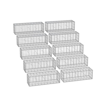 Gabionmandenset - zilverkleurig, gegalvaniseerd staal - 100 x 30 x 30 cm