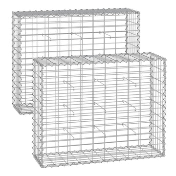 Gabionenmand set - steenkorf - gegalvaniseerd staal - zilverkleur - 100 x 80 x 30 cm