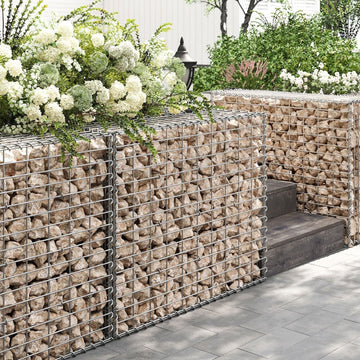 Gabionset zilver - gegalvaniseerd staal - 100 x 80 x 30 cm - metalen gaas